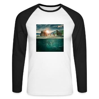 Monde sous-marin d'imagination - T-shirt baseball manches longues Homme - blanc/noir - Devant - Nik (191cm)