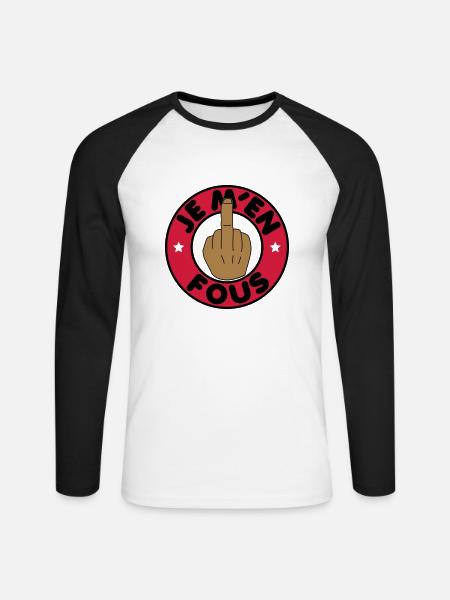 Je m'en fous - T-shirt baseball manches longues Homme - blanc/noir