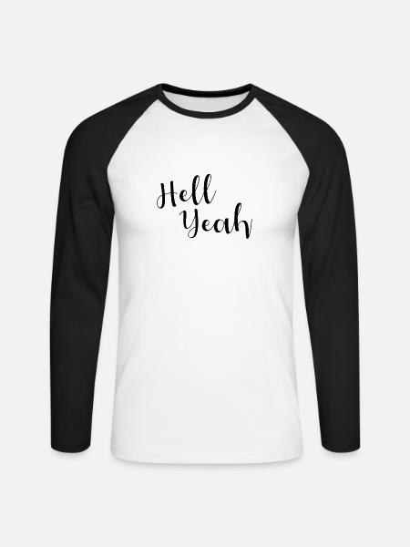 Hell Yeah Lettering - Unisex Baseballshirt langarm - Weiß/Schwarz