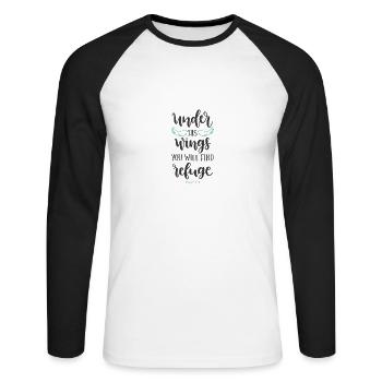 Psaume 91 4 5785 - T-shirt baseball manches longues Homme - blanc/noir - Devant - Nik (191cm)