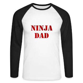 Ninja Dad Warrior Sport Vintage - Unisex Long Sleeve Baseball T-Shirt - white/black - Front - Nik (191cm)