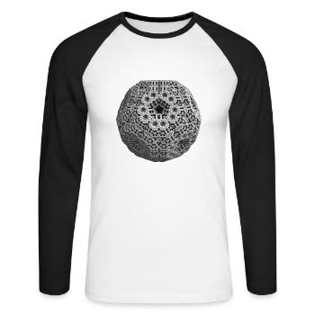 Fraktal 3D Dodekaeder cool - Unisex Baseballshirt langarm - Weiß/Schwarz - Vorne - Nik (191cm)