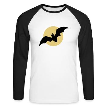 Flying bat moon - Unisex Long Sleeve Baseball T-Shirt - white/black - Front - Nik (191cm)
