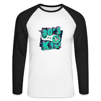 90’s kid - Unisex Long Sleeve Baseball T-Shirt - white/black - Front - Nik (191cm)