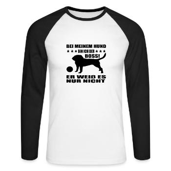 Geschenk Hund Hundeschule familie Geburtstag - Unisex Baseballshirt langarm - Weiß/Schwarz - Vorne - Nik (191cm)