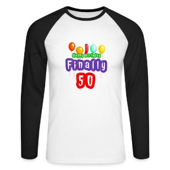 Birthday 50 years Birthday Round birthday - Unisex Long Sleeve Baseball T-Shirt - white/black - Front - Nik (191cm)