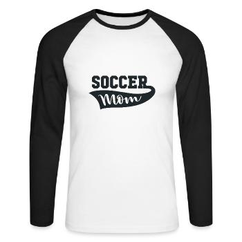 Football maman - T-shirt baseball manches longues Homme - blanc/noir - Devant - Nik (191cm)
