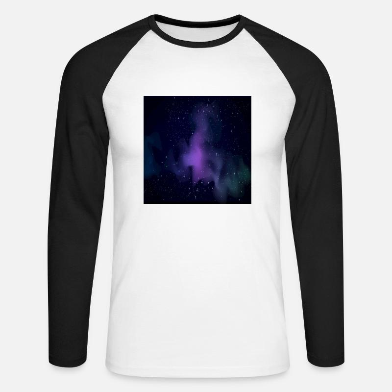 Modello Galaxy con stelle e sfondo nero - Maglia da baseball a manica lunga da uomo - bianco/nero