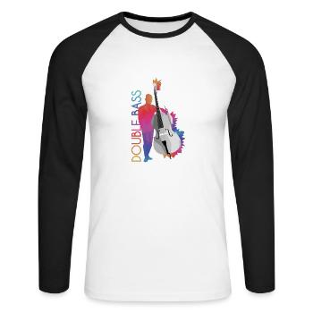 Kontrabass - Unisex Baseballshirt langarm - Weiß/Schwarz - Vorne - Nik (191cm)