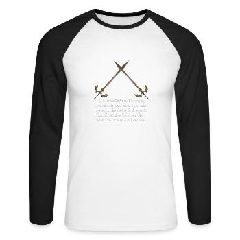 Die schärfste Klinge sind Worte - Unisex Baseballshirt langarm - Weiß/Schwarz - Vorne - Nik (191cm)