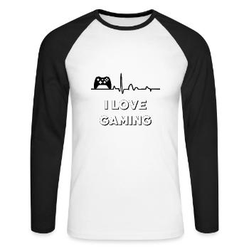 Gaming - Unisex Baseballshirt langarm - Weiß/Schwarz - Vorne - Nik (191cm)