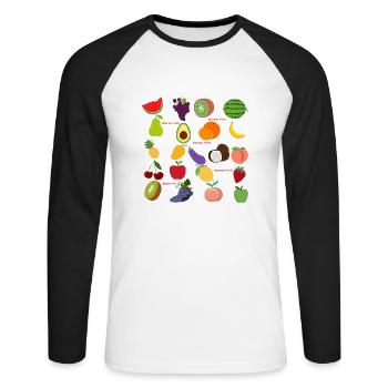 FRUITS DÉLICIEUX - T-shirt baseball manches longues Homme - blanc/noir - Devant - Nik (191cm)