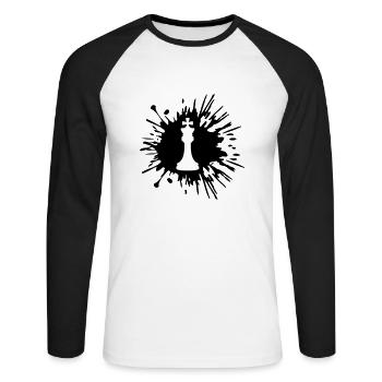 Les échecs des taches de couleur - T-shirt baseball manches longues Homme - blanc/noir - Devant - Nik (191cm)