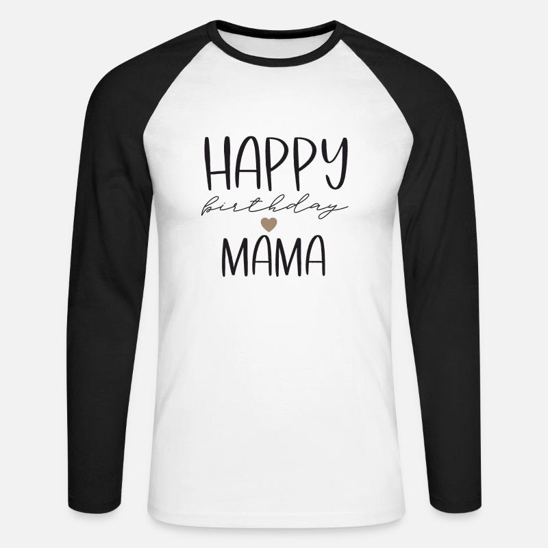 Buon compleanno mamma - Maglia da baseball a manica lunga da uomo - bianco/nero