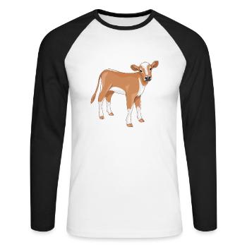 Veau mignon - T-shirt baseball manches longues Homme - blanc/noir - Devant - Nik (191cm)
