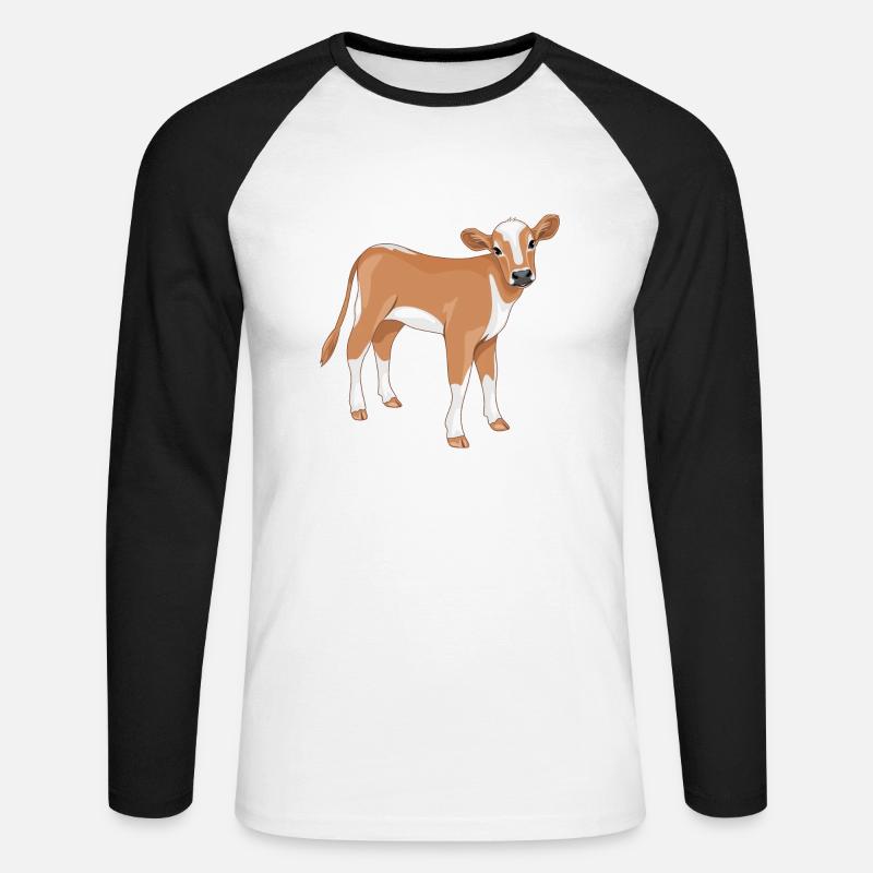 Süßes Kalb - Unisex Baseballshirt langarm - Weiß/Schwarz