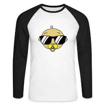 bébé - T-shirt baseball manches longues Homme - blanc/noir - Devant - Nik (191cm)