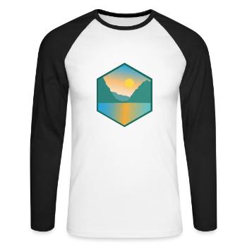 Fjord Norway Mountain and Lake Gift Idea - Unisex Long Sleeve Baseball T-Shirt - white/black - Front - Nik (191cm)
