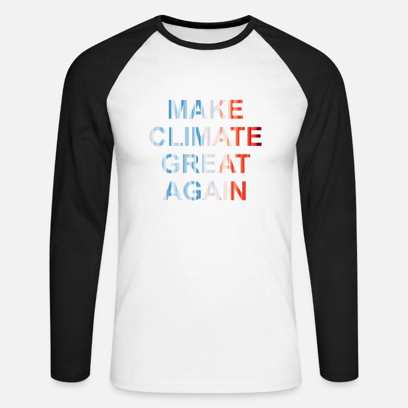 Make climate great again - Unisex Baseballshirt langarm - Weiß/Schwarz
