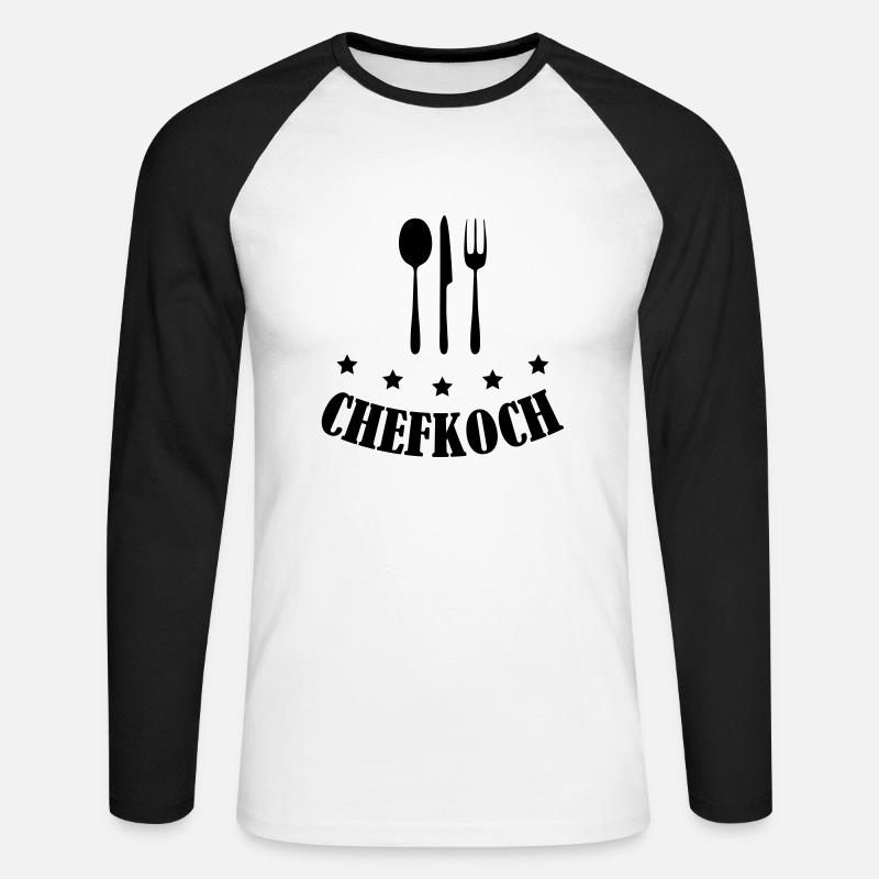 chefkoch - Unisex Baseballshirt langarm - Weiß/Schwarz
