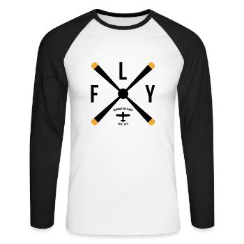 Designed for flight Gift Airplane Copilot - Unisex Long Sleeve Baseball T-Shirt - white/black - Front - Nik (191cm)