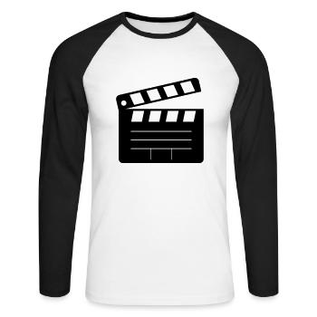 action! Clap movie - Unisex Long Sleeve Baseball T-Shirt - white/black - Front - Nik (191cm)