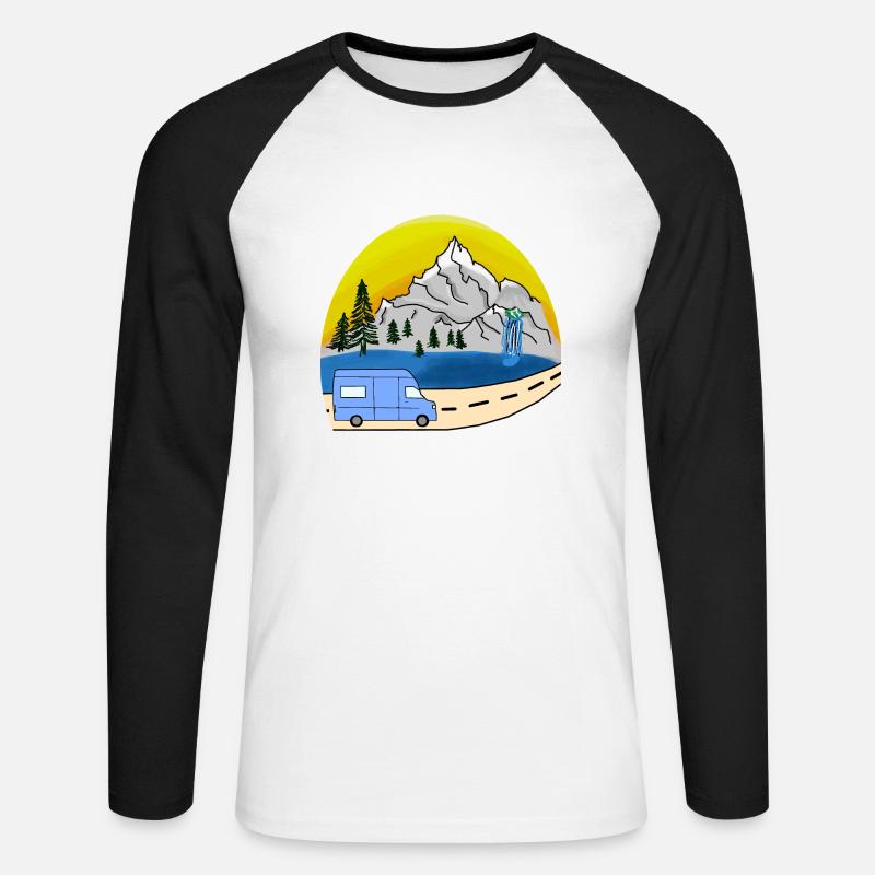 VAN LIFE VANLIFER NOMADS - Miesten pitkähihainen baseballpaita - valkoinen/musta