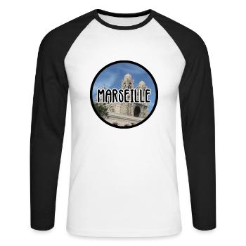 Marseille La Major - Unisex Long Sleeve Baseball T-Shirt - white/black - Front - Nik (191cm)