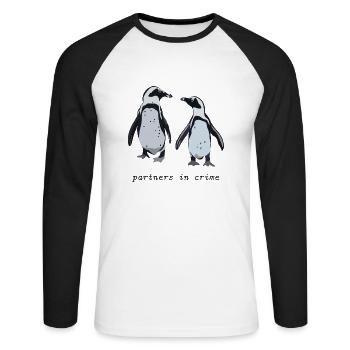 cute Pinguins / Partners in crime - Unisex Baseballshirt langarm - Weiß/Schwarz - Vorne - Nik (191cm)