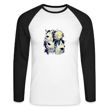3 opossum moon - Unisex Baseballshirt langarm - Weiß/Schwarz - Vorne - Nik (191cm)