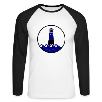 leuchtturm - Unisex Baseballshirt langarm - Weiß/Schwarz - Vorne - Nik (191cm)