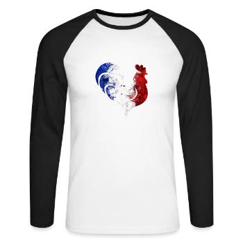 Rooster France Football - Unisex Long Sleeve Baseball T-Shirt - white/black - Front - Nik (191cm)