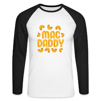 Mac Daddy Mac N Cheese Lover Father Funny - Unisex Long Sleeve Baseball T-Shirt - white/black - Front - Nik (191cm)
