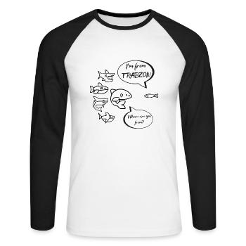 I'm from Trabzon - Unisex Baseballshirt langarm - Weiß/Schwarz - Vorne - Nik (191cm)