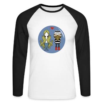 Amour de la mer - T-shirt baseball manches longues Homme - blanc/noir - Devant - Nik (191cm)