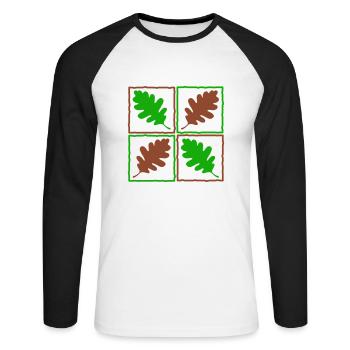 Eichenlaub deutscher Wald Blätter Eicheln Herbst - Unisex Baseballshirt langarm - Weiß/Schwarz - Vorne - Nik (191cm)