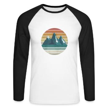Berge Sehnsucht Vintage - Unisex Baseballshirt langarm - Weiß/Schwarz - Vorne - Nik (191cm)