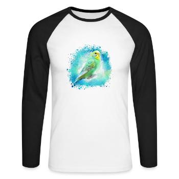 canary, graffiti, bird, painting, colorful - Unisex Long Sleeve Baseball T-Shirt - white/black - Front - Nik (191cm)