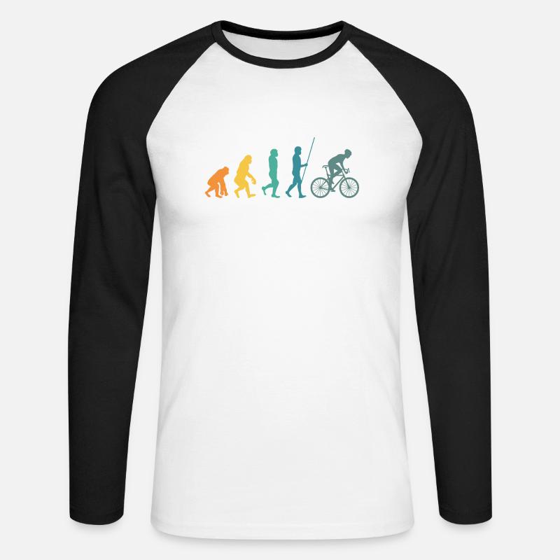 Fahrrad Evolution - Unisex Baseballshirt langarm - Weiß/Schwarz