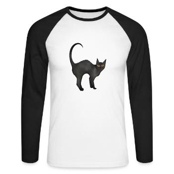 Chat Noir - T-shirt baseball manches longues Homme - blanc/noir - Devant - Nik (191cm)