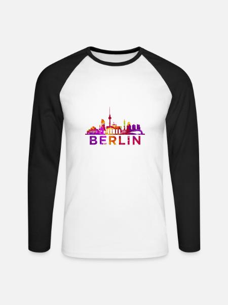 Berlin Skyline Impression Souvenir Geschenkidee - Unisex Baseballshirt langarm - Weiß/Schwarz