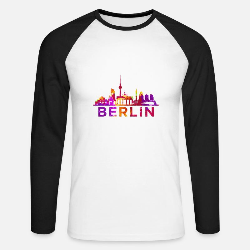Berlin Skyline Impression Souvenir Geschenkidee - Unisex Baseballshirt langarm - Weiß/Schwarz
