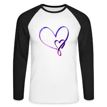 Chemise d’amour coeur Noël Saint-Valentin - T-shirt baseball manches longues Homme - blanc/noir - Devant - Nik (191cm)