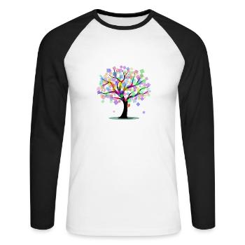 Arbre astucieux aux couleurs de l’arc-en-ciel - T-shirt baseball manches longues Homme - blanc/noir - Devant - Nik (191cm)
