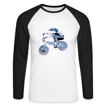 bmx race racing mountain bike motocross - Unisex Long Sleeve Baseball T-Shirt - white/black - Front - Nik (191cm)