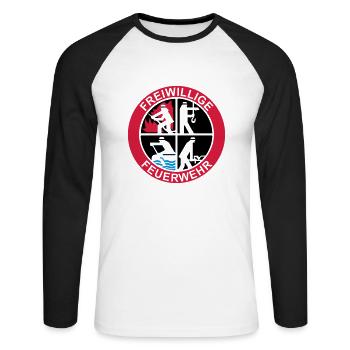 Freiwillige Feuerwehr Logo 3farbig - Unisex Baseballshirt langarm - Weiß/Schwarz - Vorne - Nik (191cm)