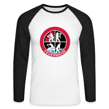 Feuerwehr Logo 3farbig - Unisex Baseballshirt langarm - Weiß/Schwarz - Vorne - Nik (191cm)