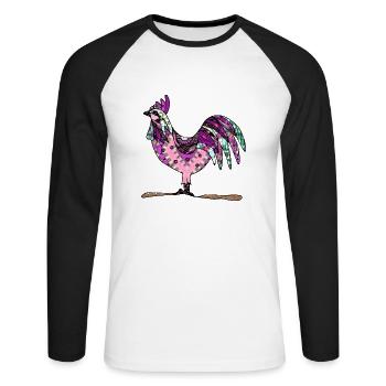 Rooster - Unisex Long Sleeve Baseball T-Shirt - white/black - Front - Nik (191cm)