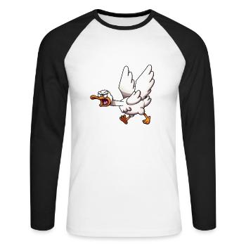 Attacking Goose - Unisex Long Sleeve Baseball T-Shirt - white/black - Front - Nik (191cm)