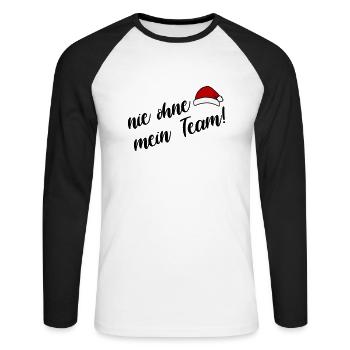 mein Weihnachts Team - Unisex Baseballshirt langarm - Weiß/Schwarz - Vorne - Nik (191cm)